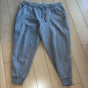 Fila Men Fleece Gray Sweatpants Track Pants Joggers - Large Short Rare Cuffed L
